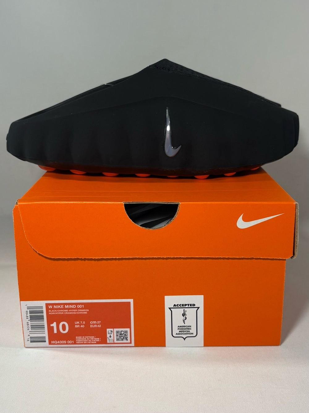 🖤 NIKE MIND 001 SLIDE BLACK CHROME WOMEN'S SLIP-ON SLIDES SIZE 10 BRAND NEW 🖤